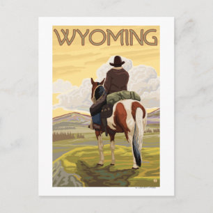 Cowboy & HorseWyomingVintage Travel Poster Postkarte