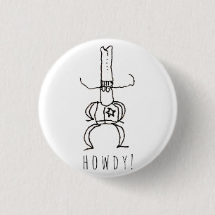 Cowboy Howdy Cartoonzeichnung Gekritzel Button