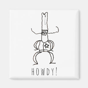 Cowboy Howdy Cartoonzeichnung Gekritzel Magnet