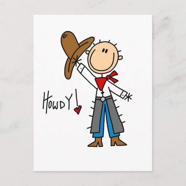 Cowboy Howdy T - Shirt und Geschenke Postkarte (Vorderseite)