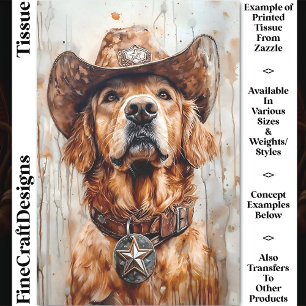 Cowboy Hund, Golden Retriever DD1 Decoupage Seidenpapier