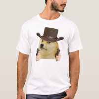 Cowboy-Hund Lustiges Meme Doge hält Pistolen Memes