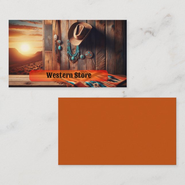 Cowboy-Hut mit Südwestblanket und Schmuck Visitenkarte (Vorne/Hinten)