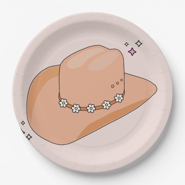Cowboy-Hut Neutral Beige Pappteller (Vorderseite)