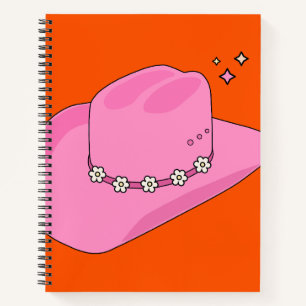 Cowboy Hut Orange und Rosa Notizbuch