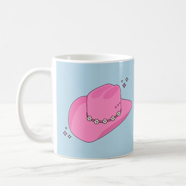 Cowboy Hut, pink und blau Kaffeetasse (Links)