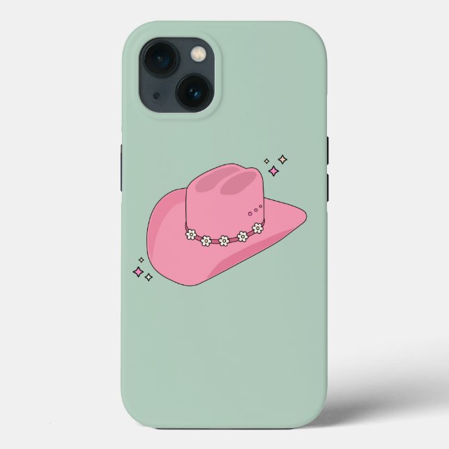 Cowboy Hut, pink und grün Case-Mate iPhone Hülle (Rückseite)