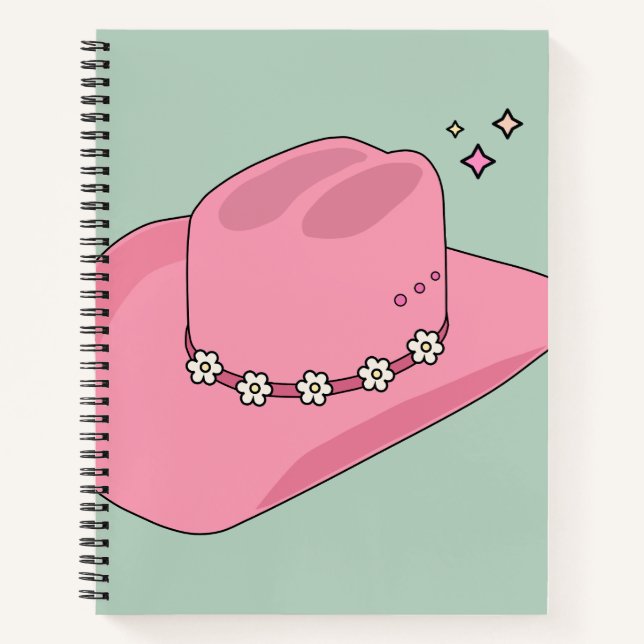 Cowboy Hut, pink und grün Notizbuch (Vorderseite)