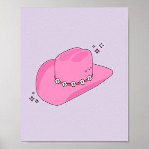 Cowboy-Hut Preppy Lila und Rosa Poster
