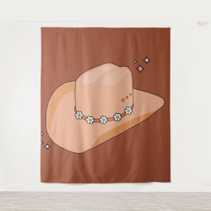Cowboy-Hut Rost Terrakotta Wandteppich