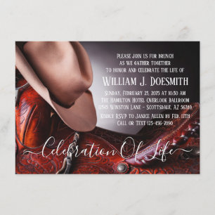 Cowboy-Hut-Sattel-Begräbnis-Gedenkfeier Einladung