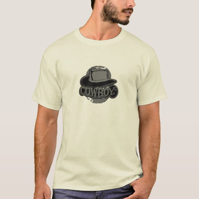 Cowboy! Hut! Schwarzes und Grau T-Shirt (Vorderseite)