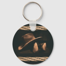 Cowboy-Hut, Stiefel und Seil-Western-Maskuline Schlüsselanhänger