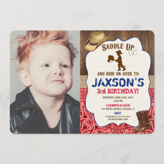 Cowboy-Hut stiefelt rustikales Foto Einladung