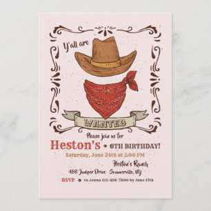 Cowboy-Hut- und Bandana-Einladung Einladung