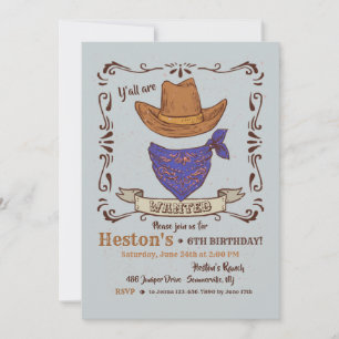 Cowboy-Hut und blaues Bandana 2 Einladung