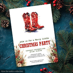 Cowboy-Hut- und Stiefel-Weihnachtsfeier-Einladung Einladung