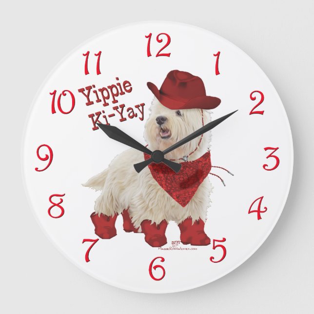 Cowboy in Boots Große Wanduhr (Vorderseite)