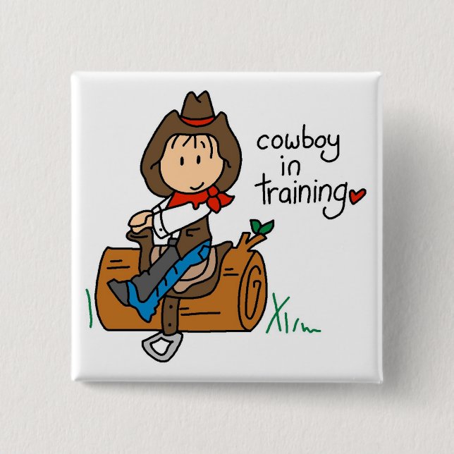 Cowboy in den Trainings-T-Shirts und den Button (Vorderseite)