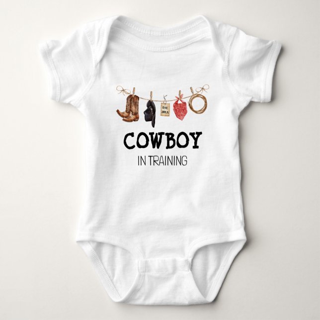 Cowboy in der Ausbildung Western Land Baby Strampler (Vorderseite)