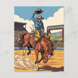 Cowboy in Rodeo in Cheyenne Wyoming Travel Postkarte