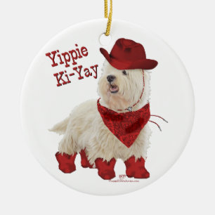 Cowboy in Stiefeln Keramikornament