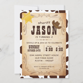 Cowboy Invitation for Birthday Party Sheriff West Einladung