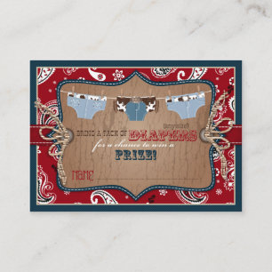 Cowboy Jeans and Chaps Diaper Raffle Ticket Begleitkarte