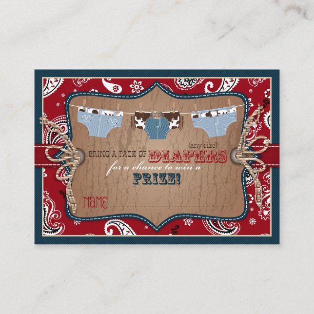 Cowboy Jeans and Chaps Diaper Raffle Ticket Begleitkarte (Vorderseite)