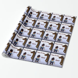 Cowboy Junge Geburtstagswrapping Papper Geschenkpapier