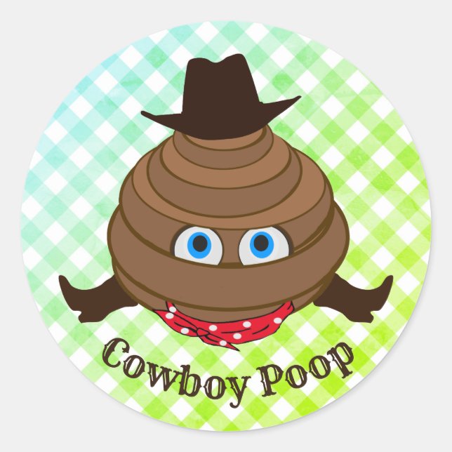Cowboy Kacke Emoji Runder Aufkleber (Vorderseite)