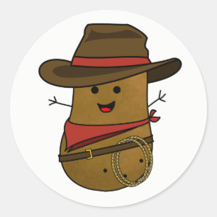 Cowboy-Kartoffel Runder Aufkleber