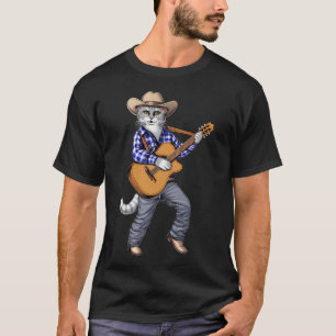 Cowboy-Katze-Gitarrespieler T-Shirt