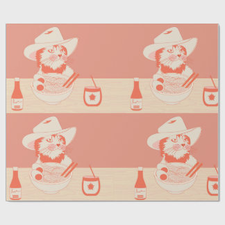 Cowboy-Katze isst Ramen Geschenkpapier