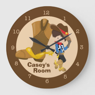 Cowboy Kids Room Große Wanduhr
