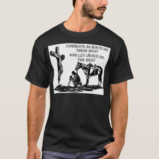 Cowboy kniet über Kreuz T-Shirt