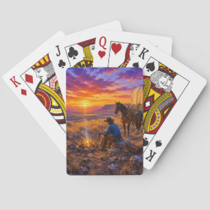 Cowboy-Lagerfeuer-Glühende Spielkarten