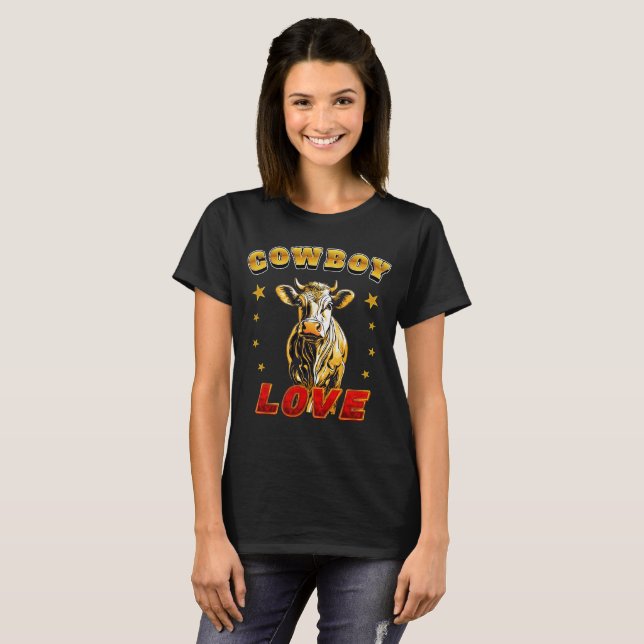 Cowboy Liebe - Schönes Cow-Design für Country Love T-Shirt (Vorne ganz)