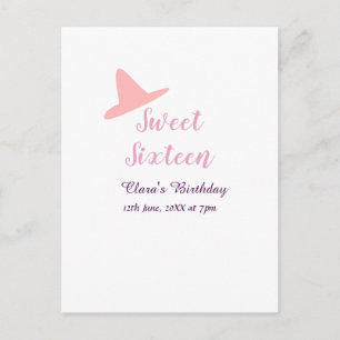 Cowboy Mädchen süße 16. Geburtstag rosa lila Name  Postkarte