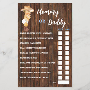 Cowboy-Mama oder -Papa sagte Baby-Shower-Spielkart Flyer