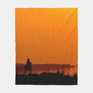 Cowboy Männer reiten bei Sonnenuntergang Vintage W Fleecedecke