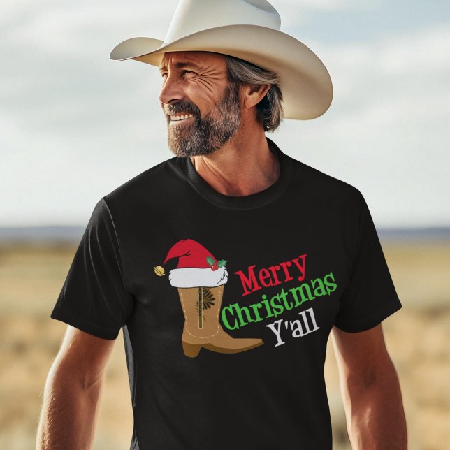 Cowboy Merry Christmas Yall T-Shirt (Von Creator hochgeladen)