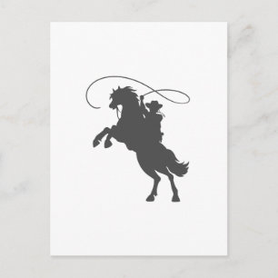 Cowboy mit Brillenreiten aufziehen Postkarte