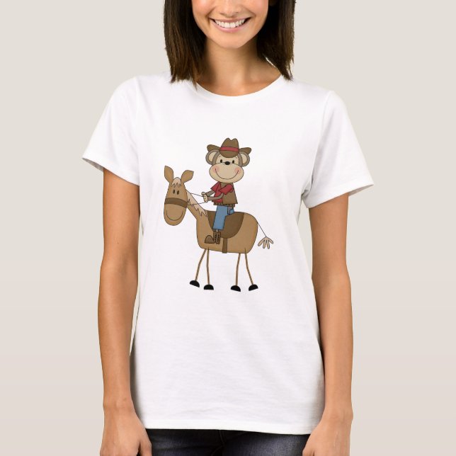 Cowboy mit Brown-Pferdet-shirts und -geschenken T-Shirt (Vorderseite)