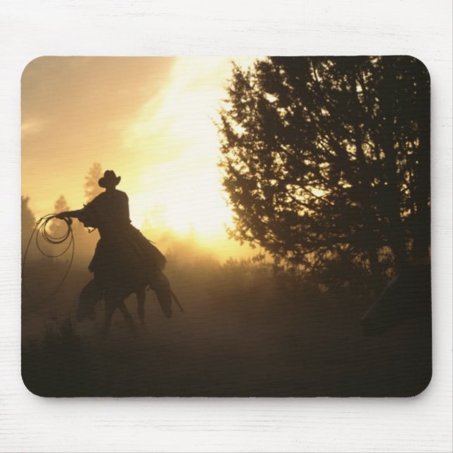 Cowboy mit Lasso in Sunset Mousepad (Vorne)