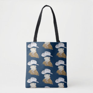 Cowboy mit Navy-Background-Tasche