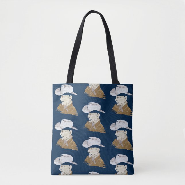 Cowboy mit Navy-Background-Tasche (Vorderseite)