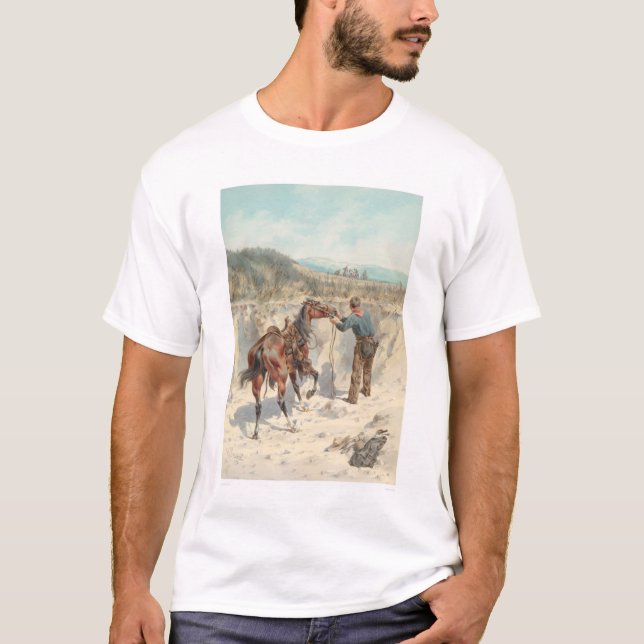 Cowboy mit Pferd im Arroyo… (1324) T-Shirt (Vorderseite)