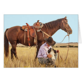 Cowboy mit Pferd- und Hundeausweis Western Card