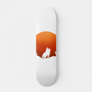 Cowboy mit Pferd Wilder West Sonnenuntergang Lands Skateboard